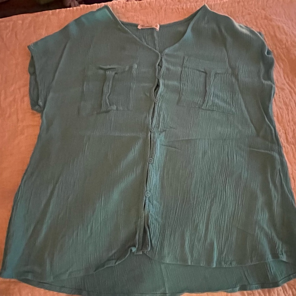 89th & Madison Aqua Button-Down Shirt